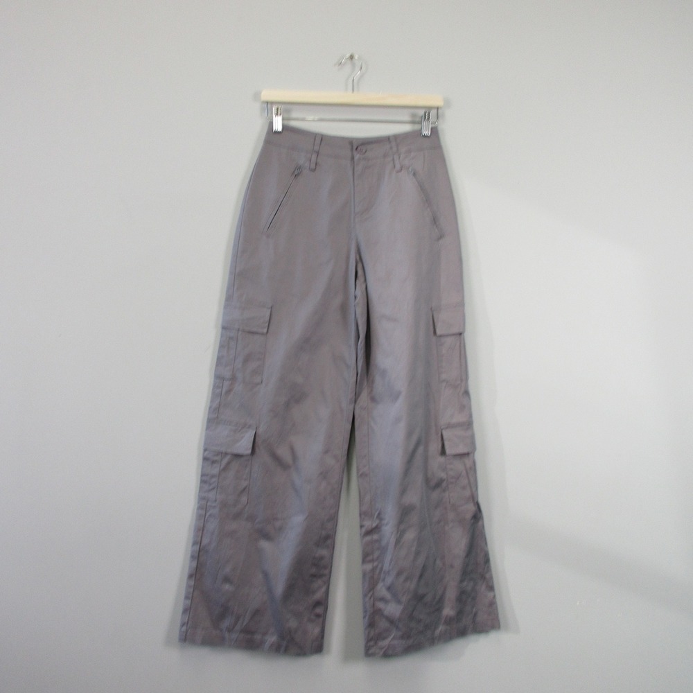Edikted Gray Wide Leg Cargo Baggy Pants Women XS Grey Cotton Utility Casual 450